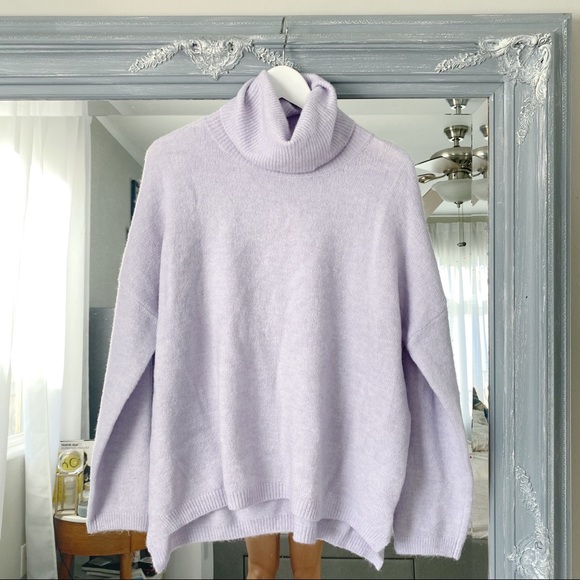 Anthropologie Sweaters - SOLD NWT Anthropologie Splendid Funnel Turtleneck Lavender Wool Sweater XL